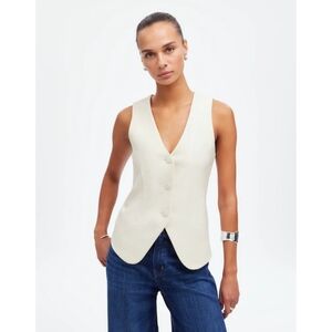 NWT Madewell Winter White Wool Blend V-Neck Vest Women's Size 6